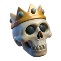 extraordinary artistic A single, human skull, wearing a crown high quality png
