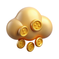 extraordinary creative A single, stylized cloud, raining gold coins genuine png