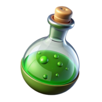 serene abstract A steaming potion bottle, filled with bubbling green liquid high resolution png