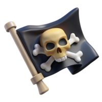 serene minimalist A stylized skull and crossbones pirate flag, tattered and torn high resolution png