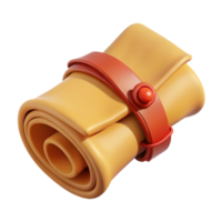 vibrant contemporary A stylized treasure map, rolled and tied with string 4K png