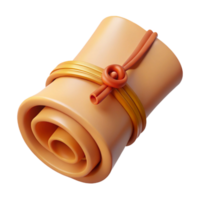dramatic modern A stylized treasure map, rolled and tied with string high quality png