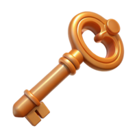 wonderful rustic A single medieval key with intricate detailing, high quality png
