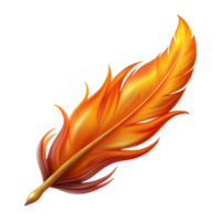 wonderful modern A realistic rendering of a phoenix feather, fiery, high quality png