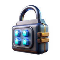 wonderful contemporary Sci-fi lock with glowing keypad and metallic casing exclusive png