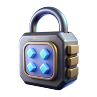impressive creative Sci-fi lock with glowing keypad and metallic casing authentic png