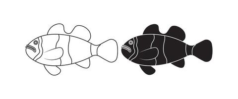 side view Clownfish icon set isolated on white background vector