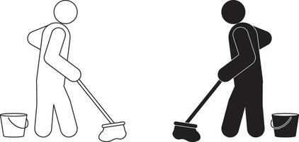 outline silhouette cleaner icon set vector