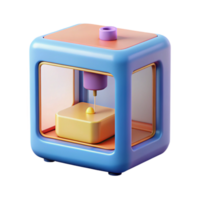 stunning vintage 3D printer creating a small object authentic png