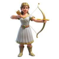 impressive abstract Artemis, Goddess of the Hunt, with bow and arrow, high resolution png