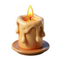 elegant rustic A burning candle with dripping wax, 4K png