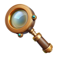 elegant abstract Steampunk magnifying glass with a brass handle and a magnifying lens professional png