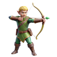 wonderful abstract A graceful elf archer, aiming a longbow, quiver of arrows, high quality png
