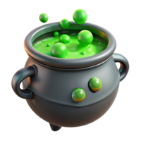 magnificent abstract A bubbling cauldron, green liquid inside, steam rising, premium png