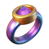 elegant vintage A magic ring, inlaid with a gemstone, glowing softly, original png