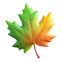 vibrant artistic Green maple leaf in autumn colors authentic png