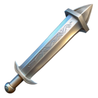 magnificent traditional A single, gleaming silver longsword with intricate elven runes, high resolution png