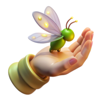 impressive rustic A delicate fairy hand holding a firefly, authentic png