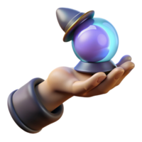 impressive artistic A withered wizard hand holding a glowing orb, authentic png