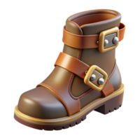 magnificent rustic A sturdy leather boot with metal buckles, exclusive png