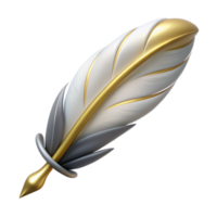 beautiful rustic A stylized griffin feather with golden tip, high resolution png