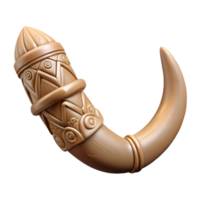 serene classic A stylized orc tusk with intricate carvings, authentic png