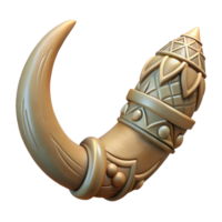 serene rustic A stylized orc tusk with intricate carvings, professional png