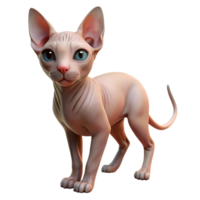 impressive rustic A Sphynx cat with no fur detailed png