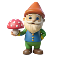 dramatic vintage A playful gnome, holding a mushroom high resolution png