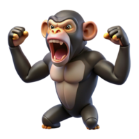 serene rustic A roaring chimpanzee beating its chest exclusive png