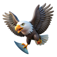 elegant minimalist A flying bald eagle carrying a fish professional png