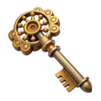 magnificent creative Steampunk key with intricate carvings and a clockwork mechanism high resolution png