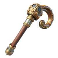 serene minimalist Steampunk walking cane with a hidden compartment and intricate carvings professional png