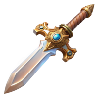 impressive abstract Steampunk sword with ornate engravings and a brass hilt high quality png