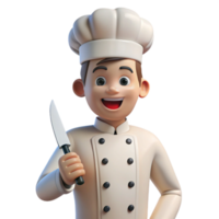 serene abstract Happy chef in uniform with a knife, exclusive png