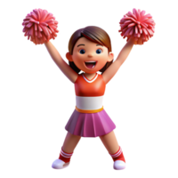 elegant modern Cheerful cheerleader with pom-poms, authentic png