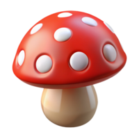 beautiful creative A single, poisonous mushroom, vibrant red with white spots high resolution png