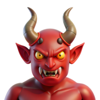 extraordinary abstract A powerful demon, horns protruding and eyes glowing red 4K png