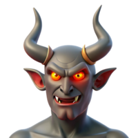 extraordinary artistic A powerful demon, horns protruding and eyes glowing red high resolution png