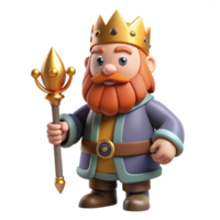impressive classic Dwarf king, crown and beard, holding a scepter authentic png