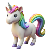 wonderful artistic A playful unicorn, with a rainbow mane and tail original png