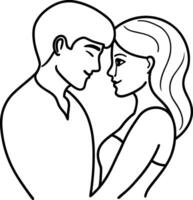 Romantic Couple Line Drawing Love Silhouette Minimalist graphics Art eps vector