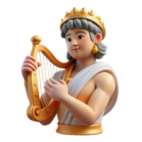 vibrant minimalist Apollo, God of Music and Poetry, playing a lyre, exclusive png