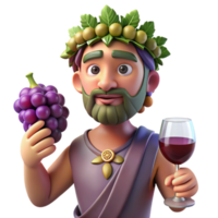 stunning minimalist Dionysus, God of Wine, with grapes and wine cup, high resolution png