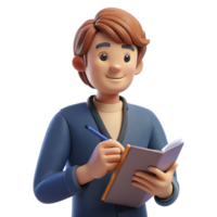 dramatic abstract Pensive writer with a pen and notebook, exclusive png