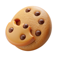 wonderful contemporary Chocolate chip cookie with a bite taken out, high quality png