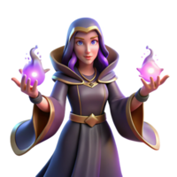 impressive modern A powerful sorceress, casting a spell, hands glowing, authentic png