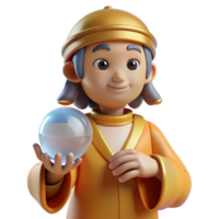 beautiful artistic A wise oracle, holding a crystal ball, serene expression, original png