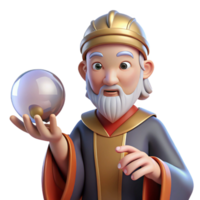 wonderful rustic A wise oracle, holding a crystal ball, serene expression, high resolution png