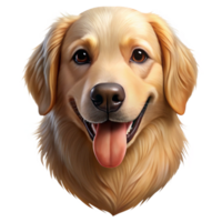 impressive minimalist A panting Golden Retriever, tongue out high resolution png